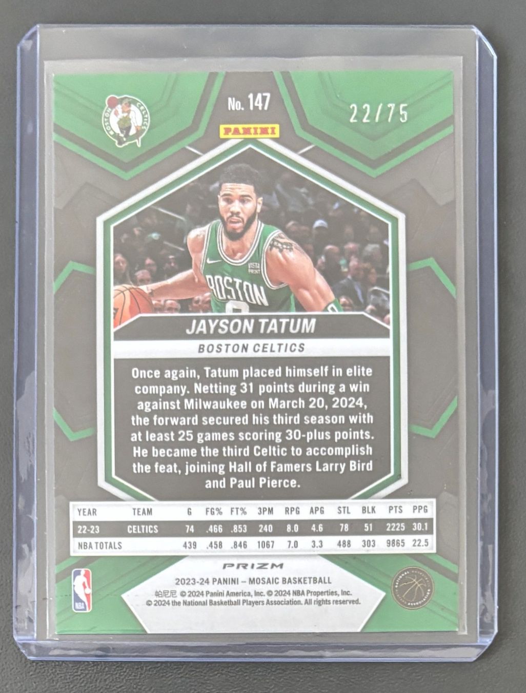 Cartoline: NBA Jayson Tatum 2023 Mosaic Green Numbered Parallel /75 – Nuovo (secondo la descrizione) da Muri b. Bern venduto da winningloser 1