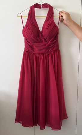 Abendkleid Himbeerrot Grösse 36 Neckholder
