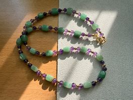 Unikat 💎 Neue Aventurin- und Amethyst-Halskette