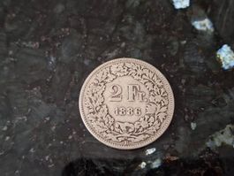 2 Fr. Silbermuenze 1886 - Schöne Sammlermuenze!