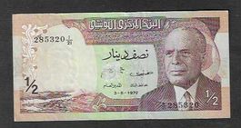 Tunisie   1/2  Dinar  1972  Gebraucht  SEHR SCHöN