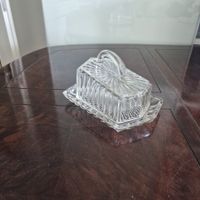 Antike Art-déco-Butter- oder Käsedose aus Glas