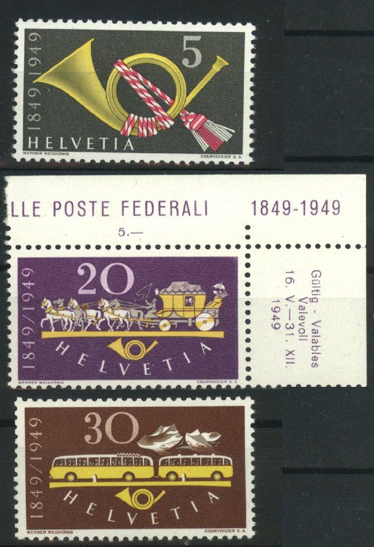 Tutti i francobolli: 1949, 100 Jahre Eidgenössische Post ** – Usato da Willisau venduto da Vollstempel