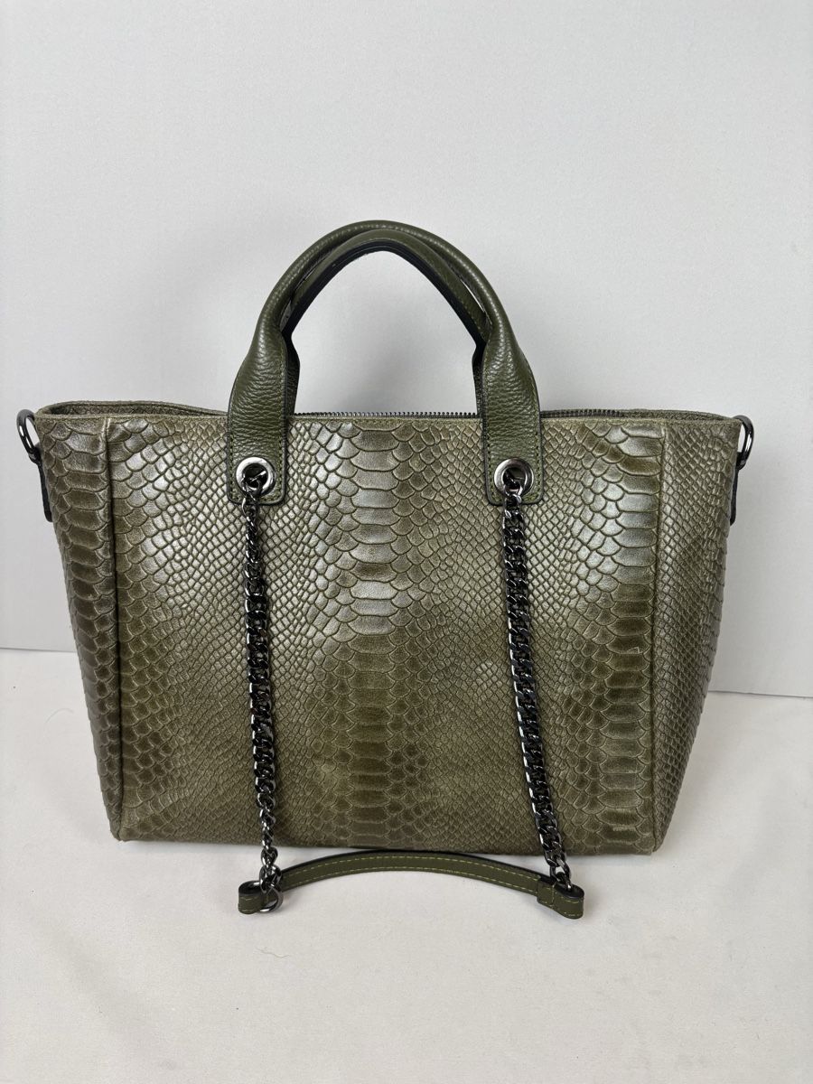 Borse da donna: Sac à main vert olive effet serpent avec pompon tendance – Nuovo (secondo la descrizione) da Vessy venduto da _Callidus_ 1