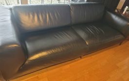 Ledersofa  Schwarz 
