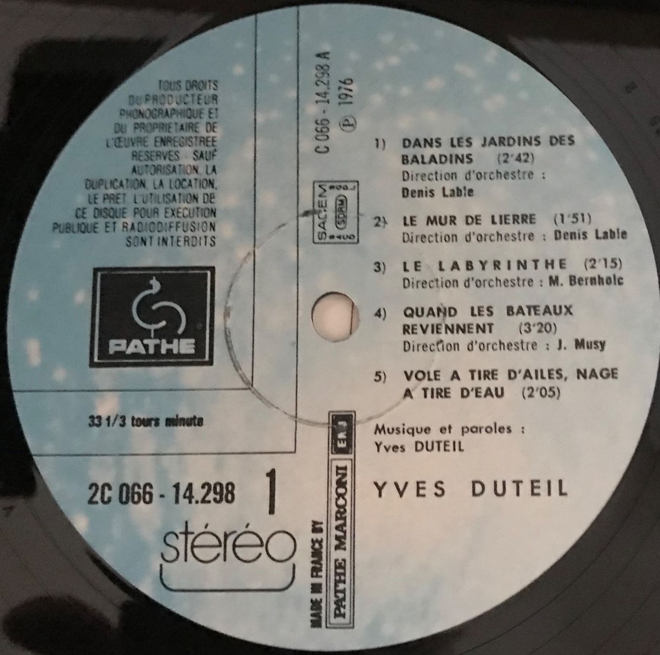Schallplatten: YVES DUTEIL - YVES DUTEIL - 33 Tours – Gebraucht aus Bussigny von vinyl-pas-cher 2