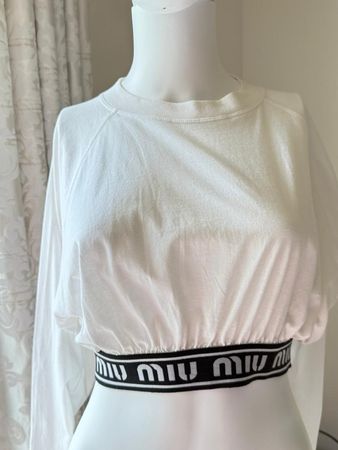 Schickes weisses Miu Miu Crop-Top Gr. S neuwertig