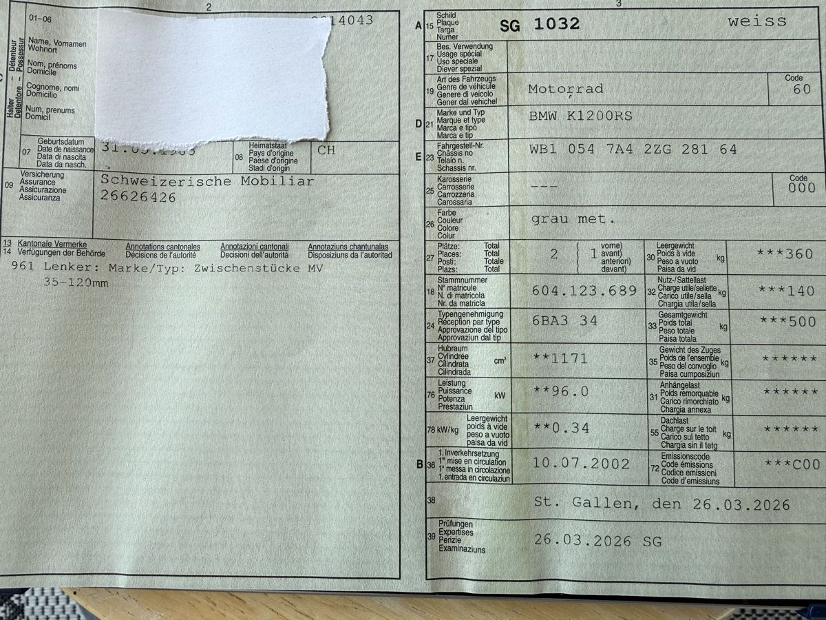 Touring: BMW K1200RS frisch ab MFK – Usato da oberschan venduto da Haynes 5