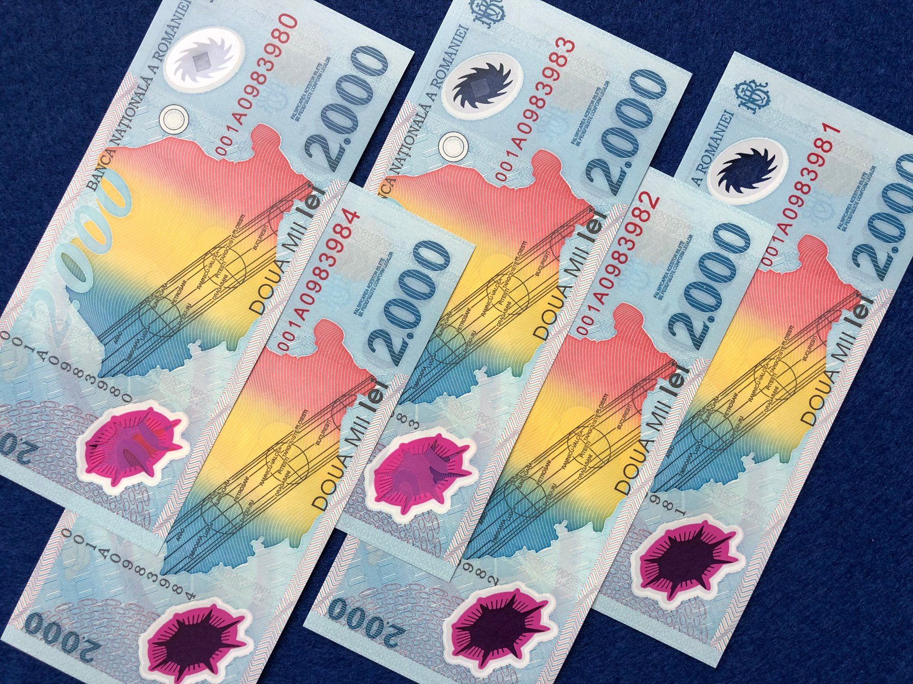 Banknoten: !! 001A !! - Romania - Rumänien - 5x2000 Lei UNC - Millenium – Neu und originalverpackt aus Pfäffikon SZ von Sieben77 5