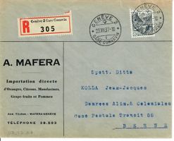 R - Brief Genève 2 Gare Cornavin 1937 - A. Mafera Import
