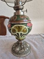 Petroleumlampe Jugendstil Keramik Glas