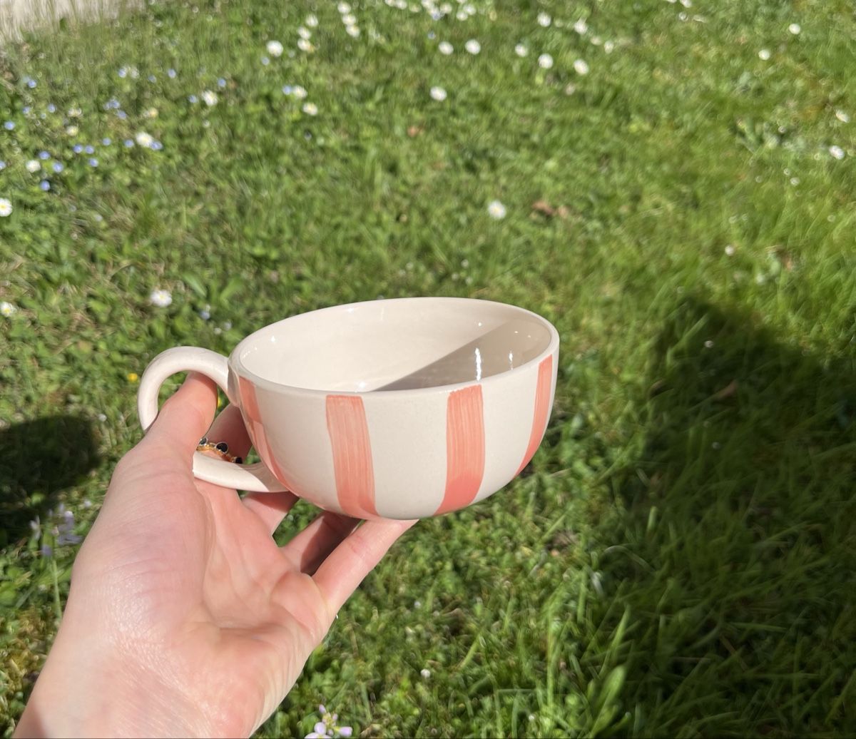 Tazze: Keramiktasse mit orangem Streifendesign – Nuovo (secondo la descrizione) da Zürich venduto da jup_j9mz 3