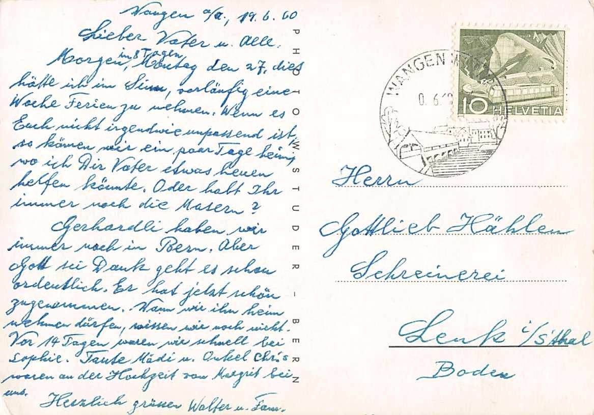 Cartoline postali: GRUSS aus WANGEN a.A. - alte BERNER Ansichtskarte – Usato da Winterthur venduto da SchatzchischtliWinti 1