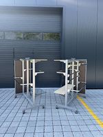 Portant modulable - Tablettes bois/verre  Sur roulettes
