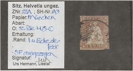 Strubeli 5Rp  Zu#22A / SB#22A3  (Befund Hermann)