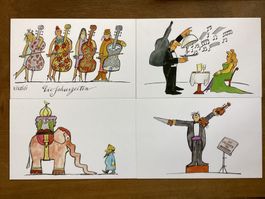 4 AK Kunstkarten Karikaturen von Scapa