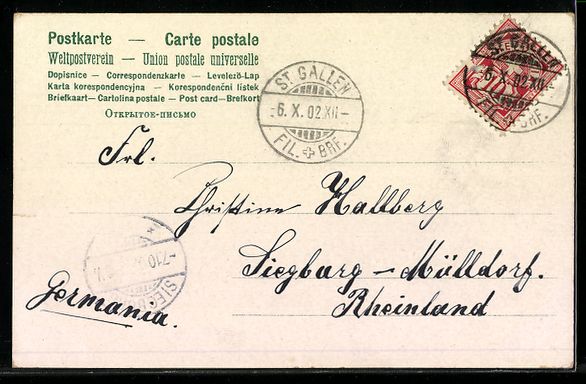 Cartoline postali: AK St Gallen, Theaterplatz, 1902 – Usato da Berlin venduto da bartko-reher 1