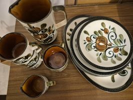 Vintage Boch Argentuil Geschirr-Set, handbemalt, 18 teilig