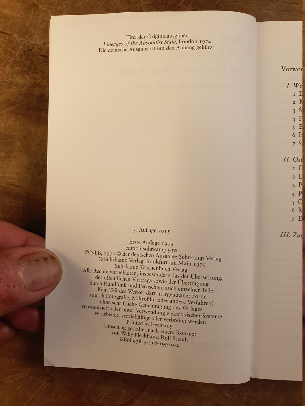 Libri: Die entstehung des absolutistischen Staates - Perry Aderson – Usato da Zürich venduto da loosebone 3