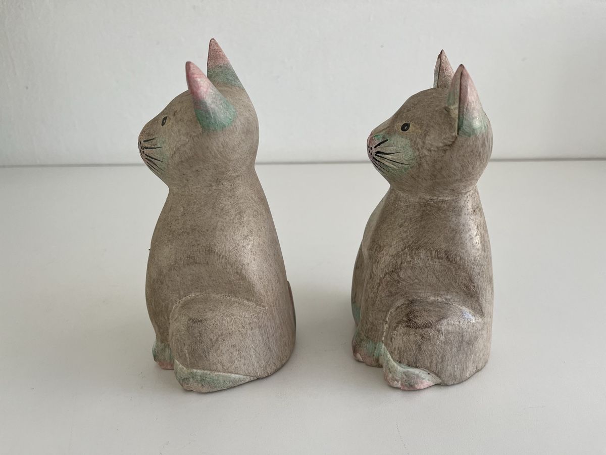 Statuette: 2 Katzen aus Holz – Usato da Wetzikon ZH venduto da seli03 5