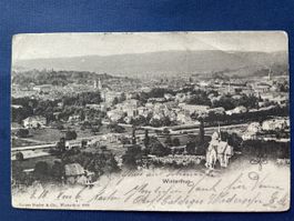 Antike Postkarte Winterthur mit Stempel & Briefmarke 1901