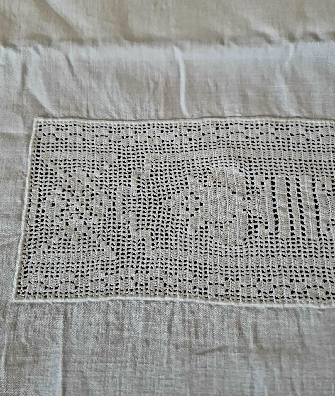 Biancheria da letto: 2 Leintücher mit Spitze/ Monogramm Th E – Usato da Bern venduto da Antikbatik 2