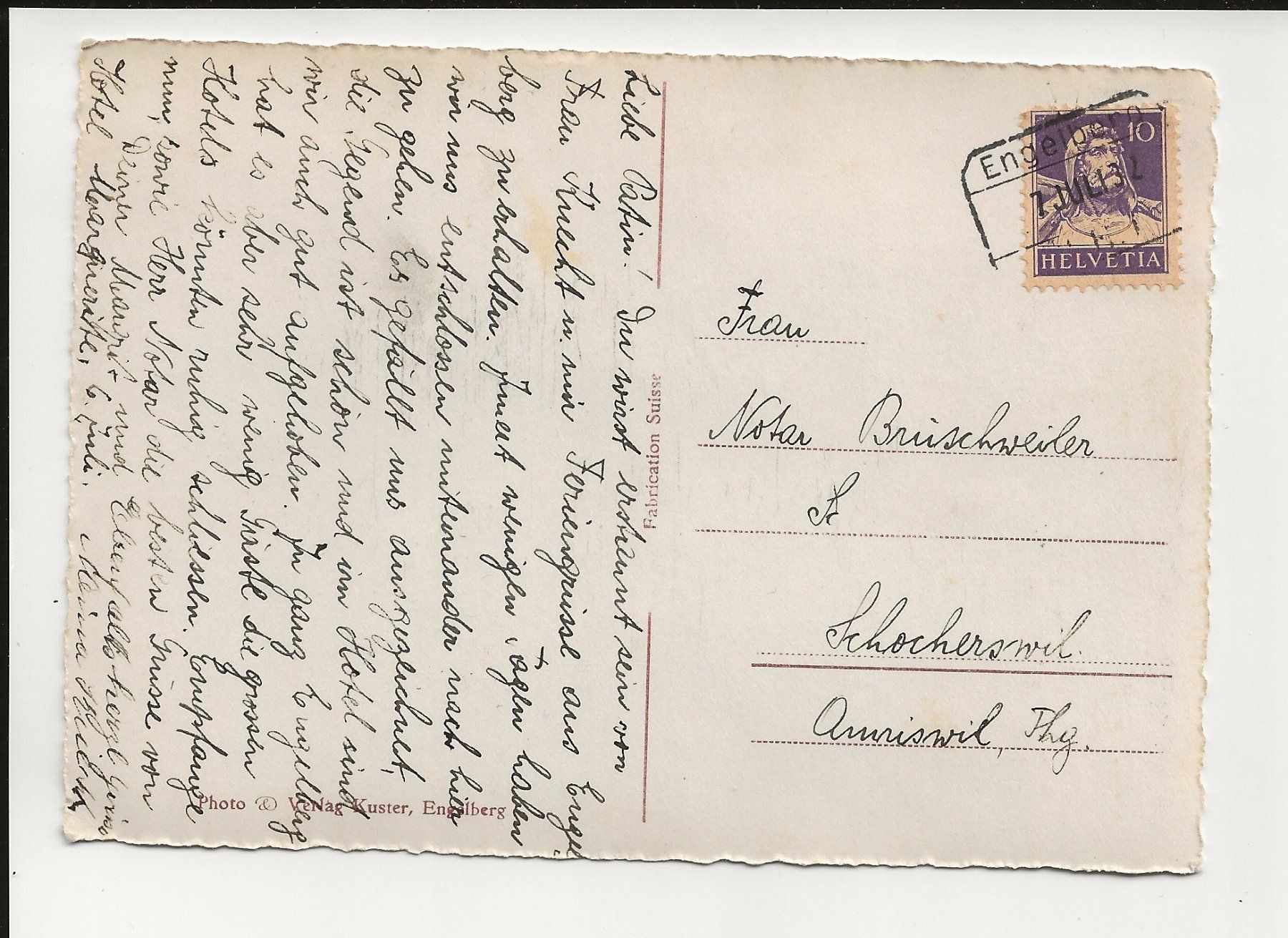 Cartoline postali: AK 1932 Kapelle bei Engelberg – Usato da Greifensee venduto da 315WDO 1