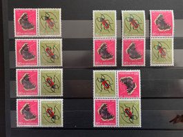Lot Paare und Block aus Kehrdruckbogen, Pro Juventute 1953