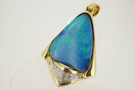 Juweliersarbeit Einzelstück Opal Brillanten 18 kt Anhänger