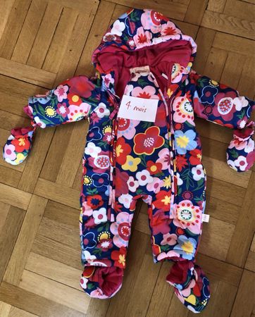 Combinaison pilote bébé chaude et fleurie, 4 mois!