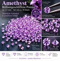 50 St fein brillantgeschliffene Amethyst-Pointer 1,5 mm