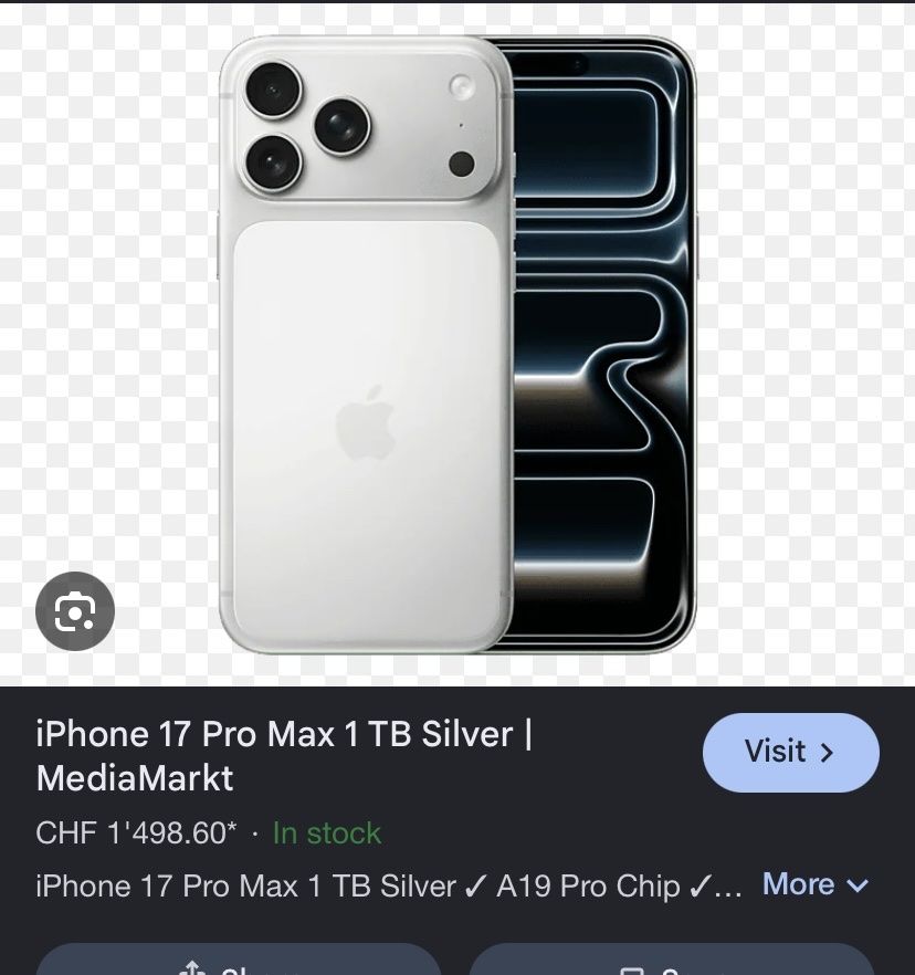 Apple Telefoni cellulari / Smartphones: Apple iPhone 17 Pro Max 1 TB Silber neu  – Nuovo (secondo la descrizione) da Hunzenschwil venduto da tit_p9xv