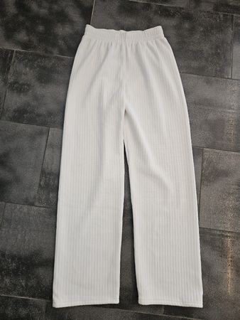 Damen Hose gerippt creme elastischer Bund 