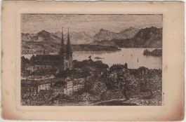 LU 42 Kunst-AK Luzern See Kupferstich