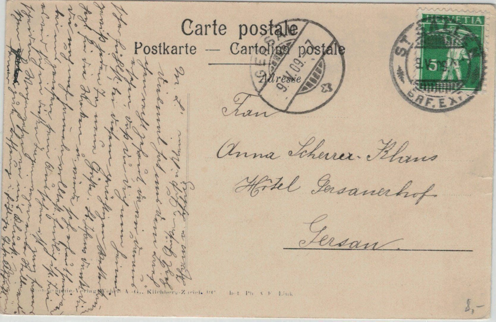 Ansichtskarten: ST. GALLEN Generalansicht 1909 SG 4 – Gebraucht aus Fribourg von philafri 1