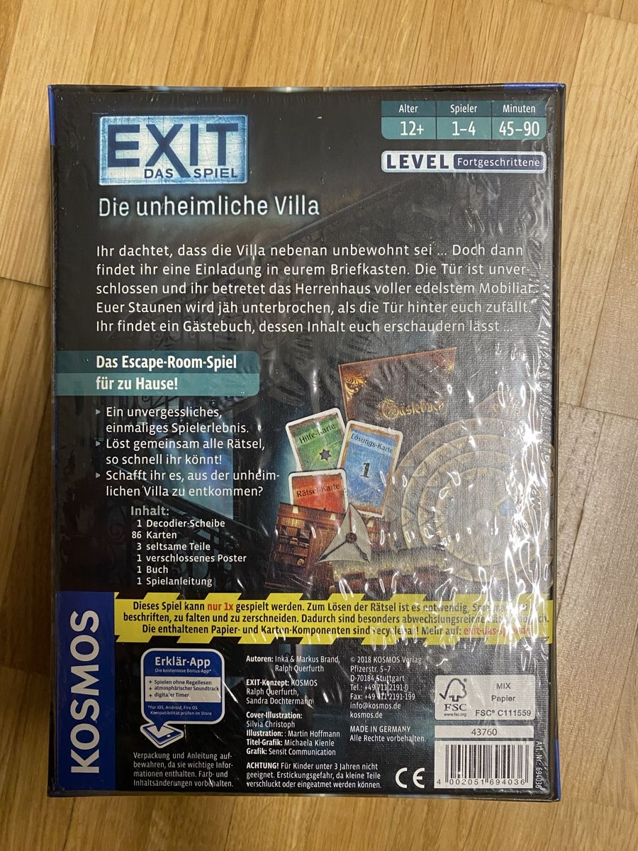 Giochi: EXIT Das Spiel: Die unheimliche Villa NEU & OVP – Nuovo e nell'imballaggio originale da Sargans venduto da sel85 1