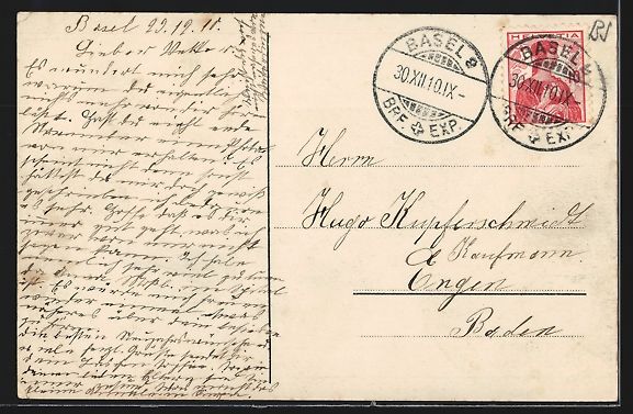 Cartoline postali: AK Basel, Münster mit Pfalz, 1910 – Usato da Berlin venduto da bartko-reher 1