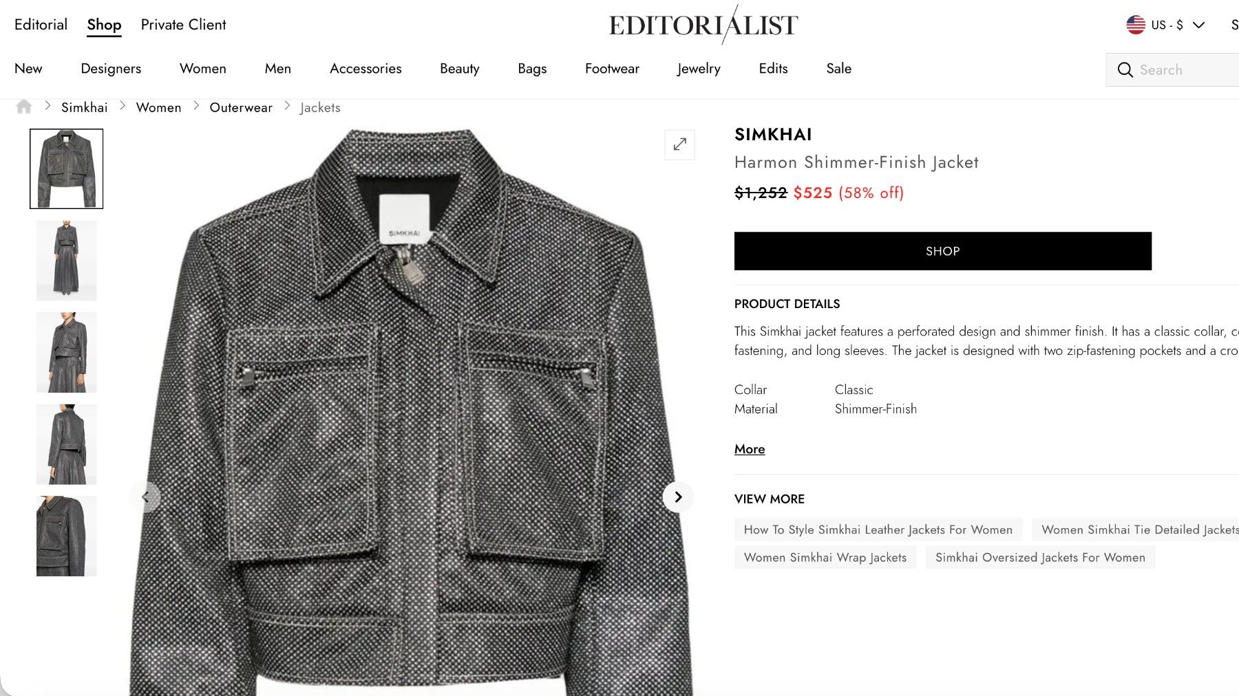 Giacche: New USD 495 Simkhai shimmer jacket - S – Nuovo e nell'imballaggio originale da St-Sulpice VD venduto da juhdu 2
