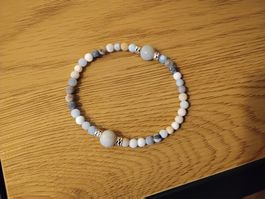 Bracelet pierres naturelles Amazonite plaquée or 14k