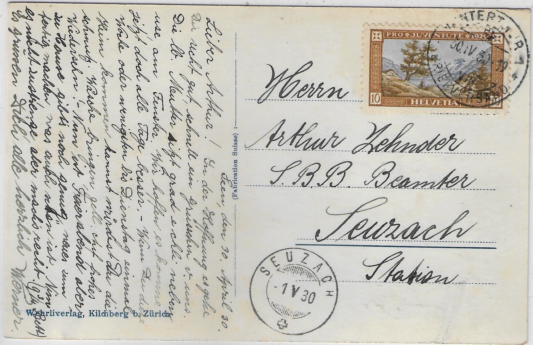 Cartoline postali: Winterthur - Stadtpartie – Usato da Ettingen venduto da Kartenplanet 1