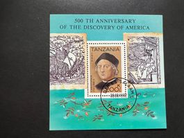 Tansania 1992 Discovery of America Block gest. (E375)