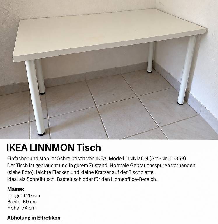 Ikea Scrivanie: IKEA LINNMON Tisch – Usato da Effretikon venduto da hud_bq7l