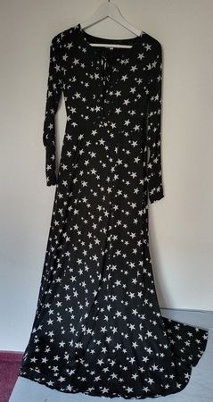 Schwarzes Maxikleid mit weissem Sternenmuster Gr. S
