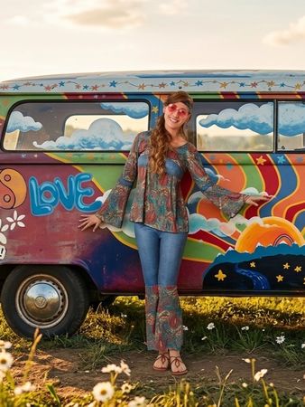 🥳 Hippie-Kostüm - M - Peace, Love & Party-Vibes! ☮️🌸