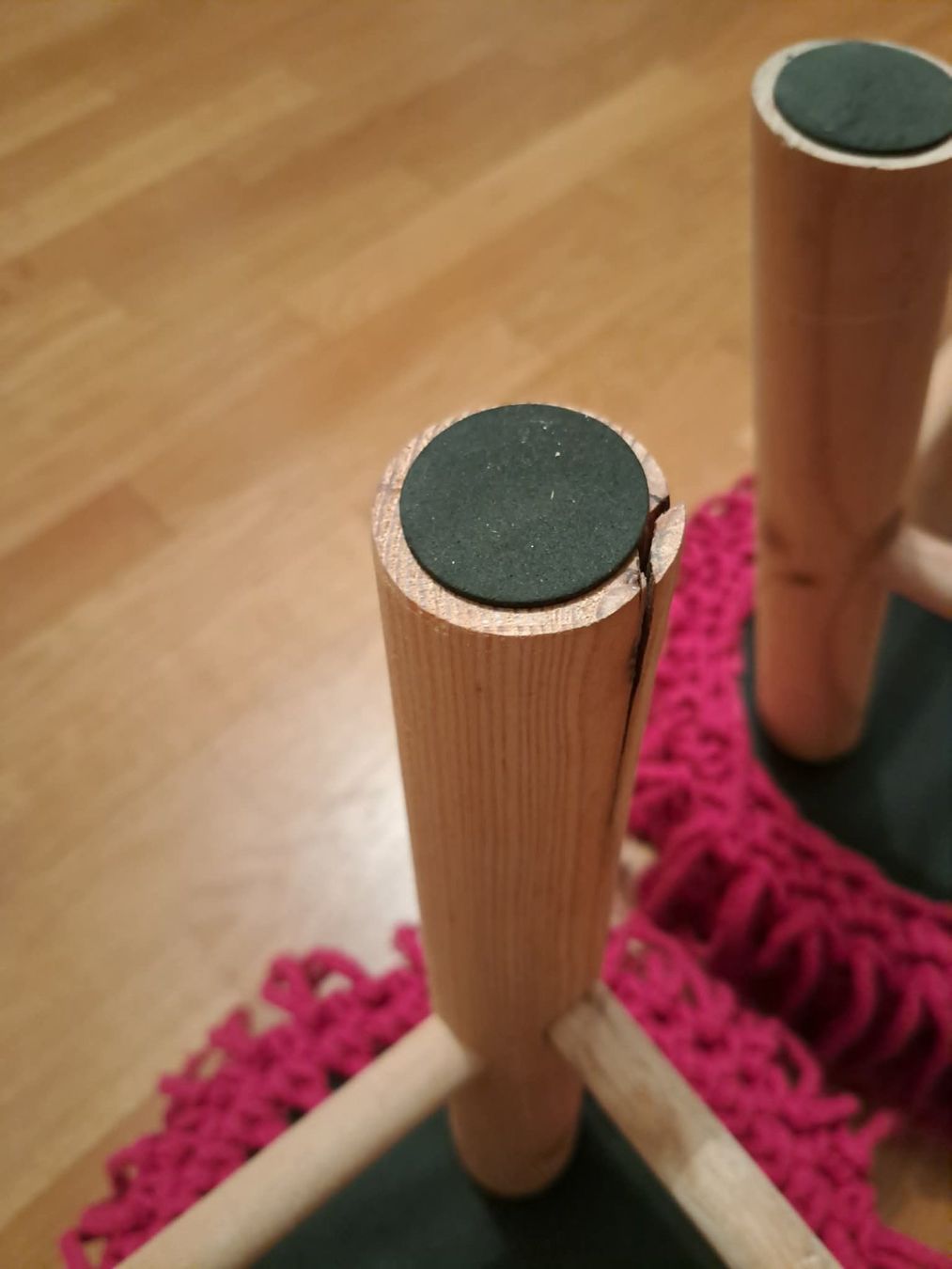 Hocker: 2er‑Set Hocker pink – Makramee Sitz – Boho Stil – Gebraucht aus Sisseln AG von schenk-figuren 5