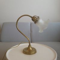 60er J. Blumenlampe aus Messing und Kristall im Jugendstil
