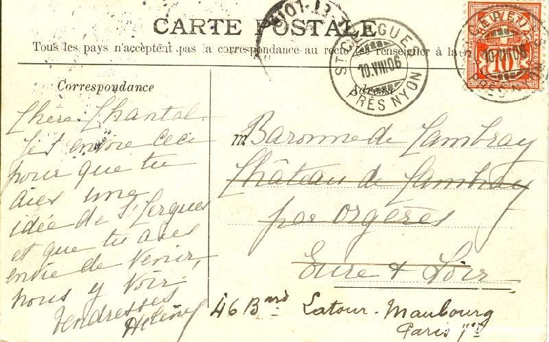 Cartoline postali: St. Cergues - et le Mont Blanc + 1906 – Usato da Emmenbrücke venduto da teestube 1