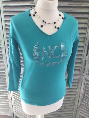 T-shirt vert émeraude motif strass