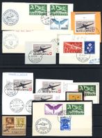 1924-49: Lot mit Flugpost-Frankaturen auf Briefausschnitten