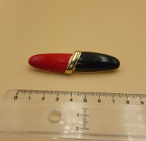 Elegante Goldene Vintage Brosche, Rot Schwarz